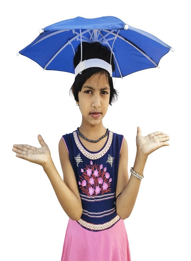 Dark Moon Hat Umbrella for Kids Soft Unbreakable Plastic Hat/Cap Umbrella for Kids/Men/Women and Adults UV & Rain Protection Hat Umbrella for Kids boys and Girls pack of 1 (Blue) - Image 3