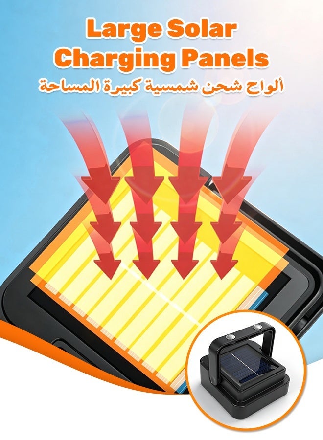 نفس NAFAS 太阳能 LED 户外泛光灯，500 流明可调光黑色安防灯 - 9.8cm*9.8cm，4 种模式，4800mAh 电池，IP65 防水太阳能工作灯，90° 磁性手柄，适用于庭院、车库、花园 - Image 2