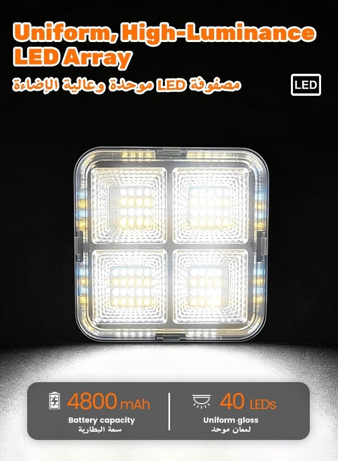 نفس NAFAS 太阳能 LED 户外泛光灯，500 流明可调光黑色安防灯 - 9.8cm*9.8cm，4 种模式，4800mAh 电池，IP65 防水太阳能工作灯，90° 磁性手柄，适用于庭院、车库、花园 - Image 3