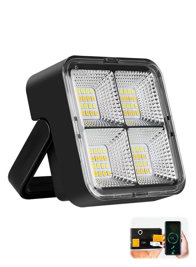 نفس NAFAS 太阳能 LED 户外泛光灯，500 流明可调光黑色安防灯 - 9.8cm*9.8cm，4 种模式，4800mAh 电池，IP65 防水太阳能工作灯，90° 磁性手柄，适用于庭院、车库、花园 - Image 1