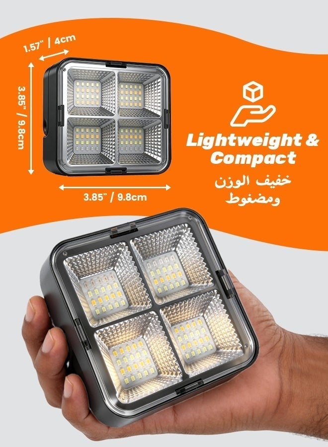 نفس NAFAS 太阳能 LED 户外泛光灯，500 流明可调光黑色安防灯 - 9.8cm*9.8cm，4 种模式，4800mAh 电池，IP65 防水太阳能工作灯，90° 磁性手柄，适用于庭院、车库、花园 - Image 4
