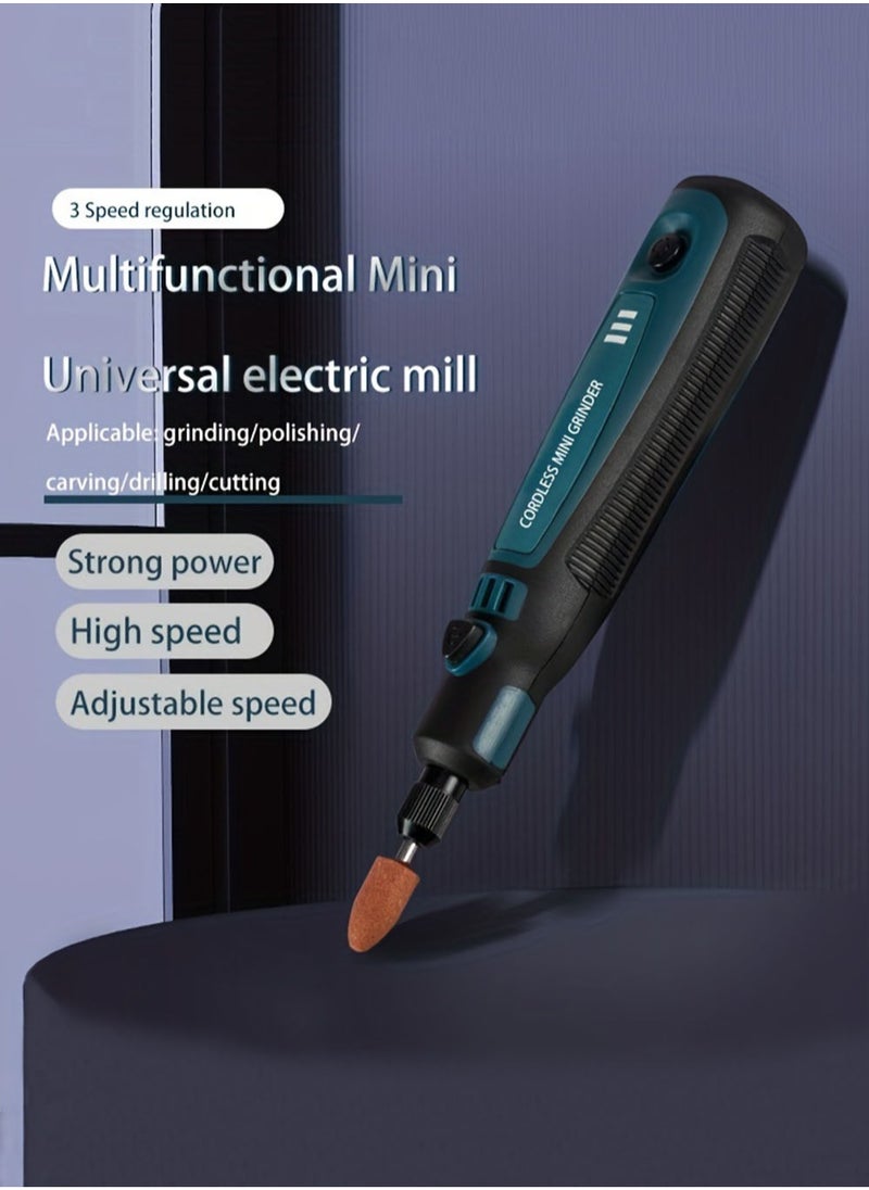 EzzySo 1 Set DIY Small Electric Grinder, Household Hand-held Electric Polishing Tool For Jade Engraving, USB Rechargeable Electric Grinder Set Mini Small Electric Grinder Pen, Power Tool  - Image 2