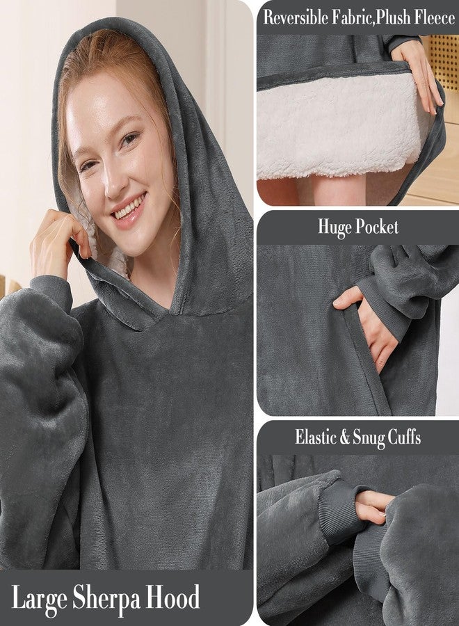 LetsFunny Blanket Hoodie,Oversized Wearable Sherpa Fleece Blanket Sweatshirt,Super Soft Warm Cozy with Giant Pocket,Gifts for Women Men Adults Teenagers Kids, One Size Fits All - Image 4