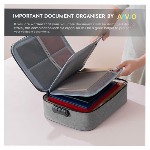 Aavjo A4 Size Document File Folder Storage Bag | Multilayer Docs Organiser with Lock Waterproof - Large (Dark Grey) - Image 3