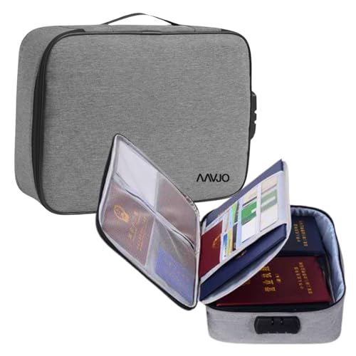 Aavjo A4 Size Document File Folder Storage Bag | Multilayer Docs Organiser with Lock Waterproof - Large (Dark Grey) - Image 1