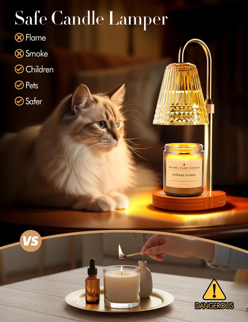 Kovryx Candle Warmer Lamp with Timer Dimmer: Height Adjustable Wax Melt Warmer for Scented Jar Candles with 2 Bulbs, Valentine's Day Gifts for Women Mom, Birthday House Warming Gifts New Home Room Decor - Image 2