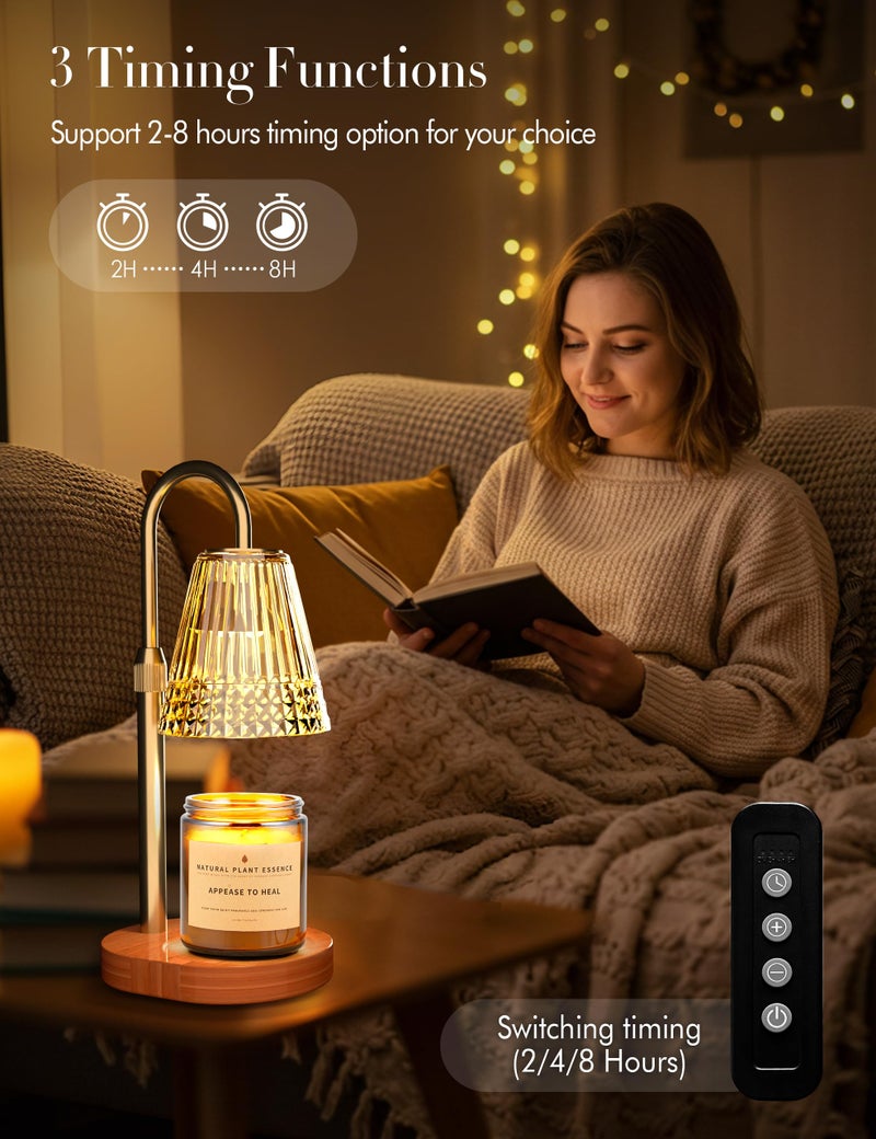Kovryx Candle Warmer Lamp with Timer Dimmer: Height Adjustable Wax Melt Warmer for Scented Jar Candles with 2 Bulbs, Valentine's Day Gifts for Women Mom, Birthday House Warming Gifts New Home Room Decor - Image 3