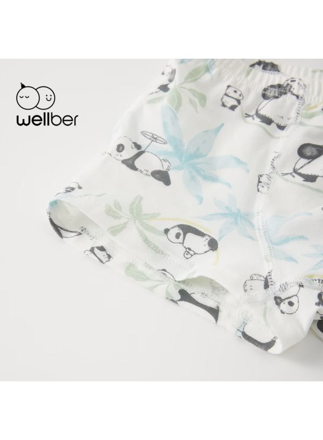 Wellber Kids Boys 4-pack Cotton Underwear A-class Boxer Briefs Fun Panda Set Size 130 - Image 3