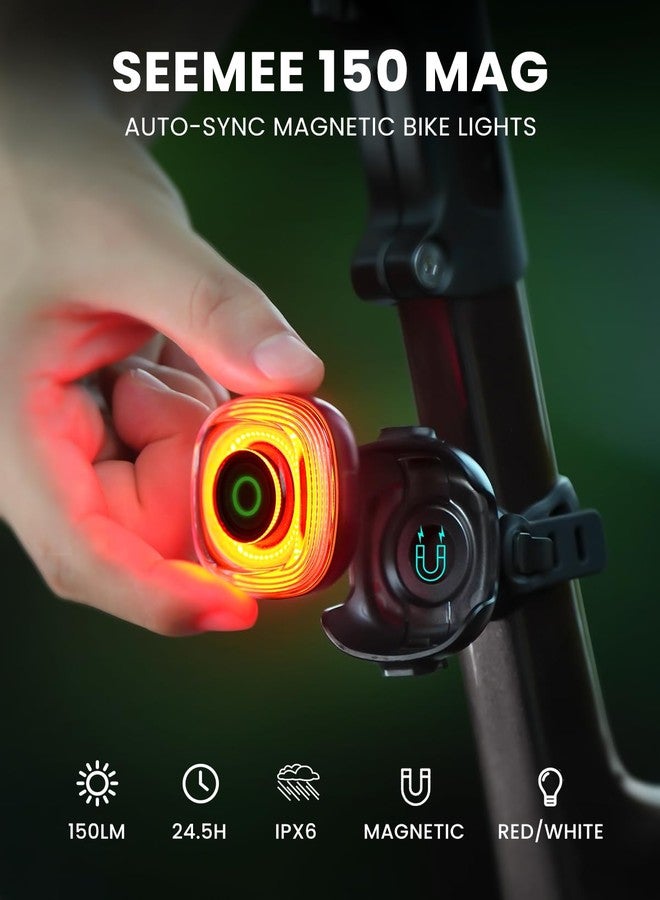 Magicshine Magnetic Bike Lights Front and Back, USB-C Rechargeable 1 Hrs Fast Charging,Daytime White Light and Night Red Light, IPX6 Waterproof Bike Lights for Night Riding(SEEMEE 150 MAG 2 Pack) - Image 2