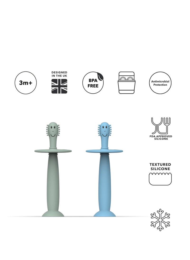 MATCHSTICK MONKEY Training Toothbrush With Stopper Mint Green and Light Blue - Image 4