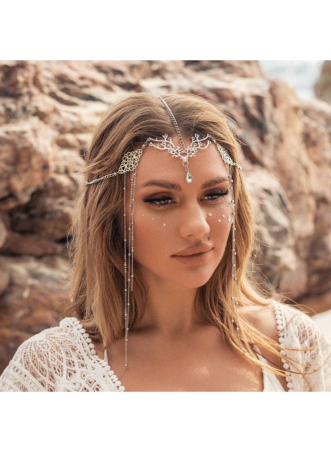 Jovono Boho Head Chain With Fairy Elf Ears Silver Hair Chain Elf Headpieces Fairy Hair Accessories For Women And Girls - Image 2
