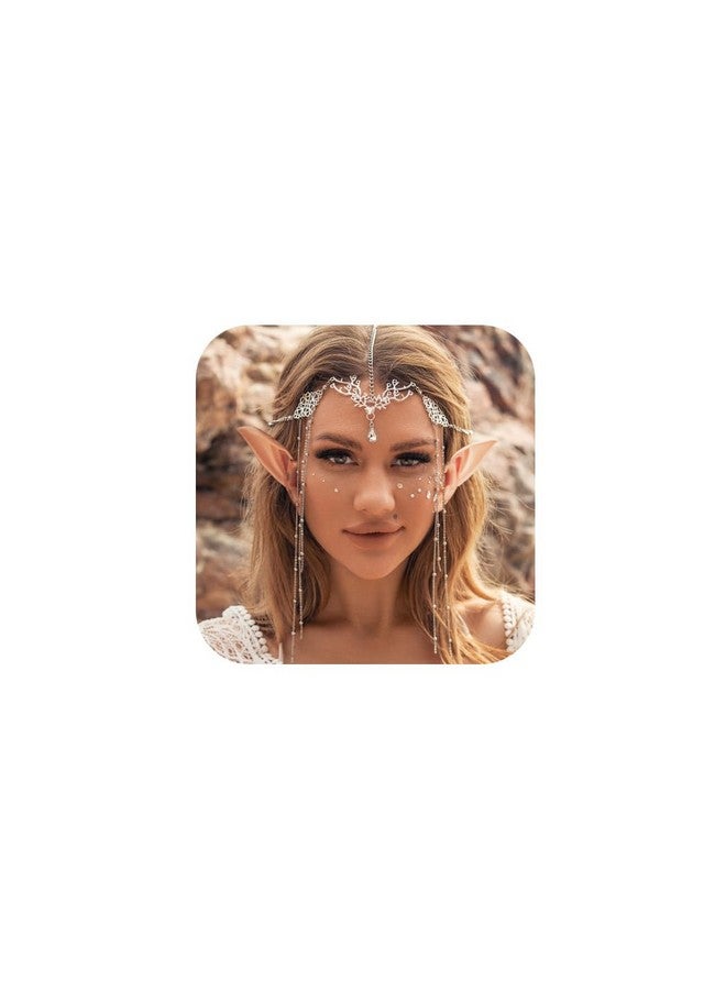 Jovono Boho Head Chain With Fairy Elf Ears Silver Hair Chain Elf Headpieces Fairy Hair Accessories For Women And Girls - Image 1