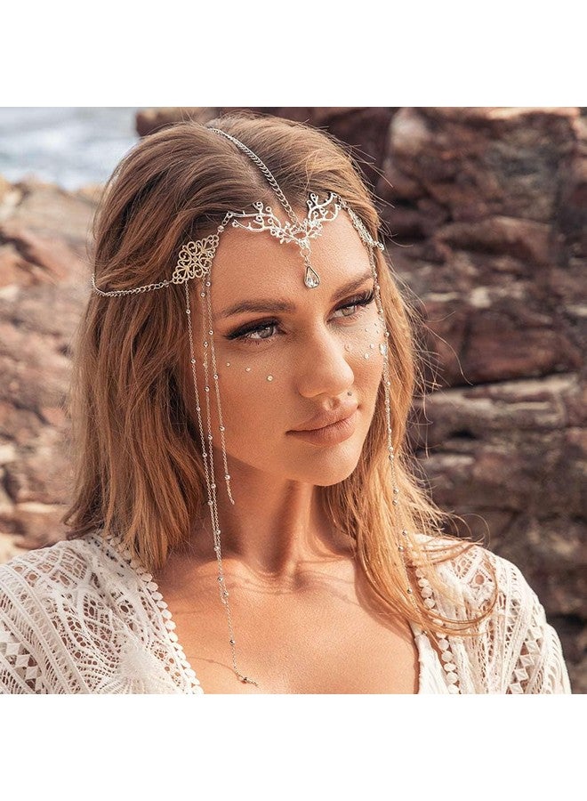 Jovono Boho Head Chain With Fairy Elf Ears Silver Hair Chain Elf Headpieces Fairy Hair Accessories For Women And Girls - Image 4