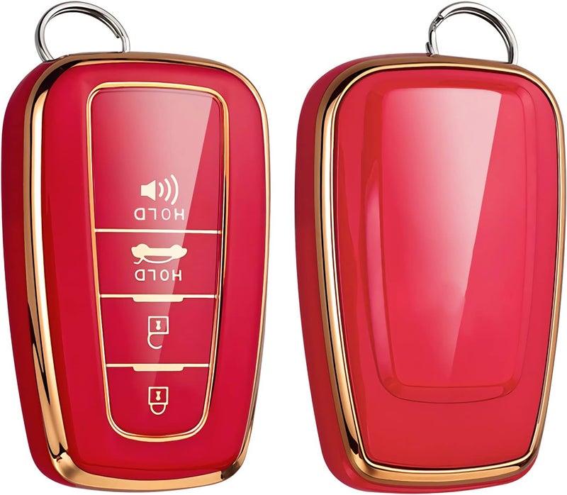 Cacacar for Toyota Key Fob Cover, for Camry RAV4 Highlander Avalon GT86 Key fob case Premium Soft TPU Full Cover Protection Smart Holder (Red) - Image 1