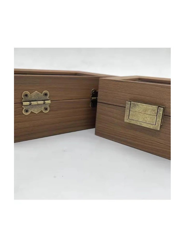 Wooden Watch Organizer Box 6 Slot With Glass Cover-Brown Velvet Inside - Image 4