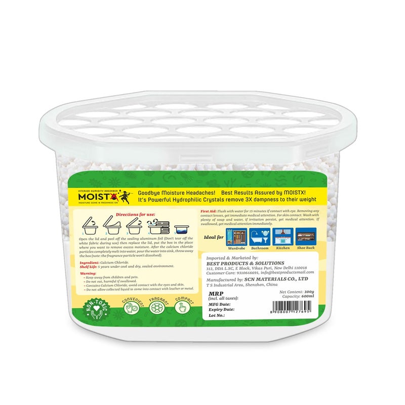 MOISTX Moisture Absorber 300g X 4 Boxes Capacity to trap 600ml of moisture from Air Pack of 4 Jasmine Fragrance For Wardrobe Bathroom Kitchen Shoe Rack - Image 2