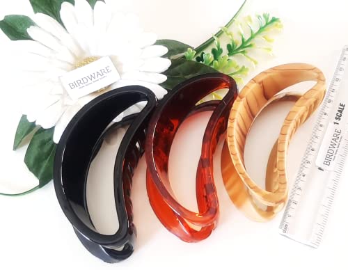BIRDWARE Imported Acrylic Stone Butterfly Big Size Hair Clips for Women (Pack of 3, D-shape) - Image 3