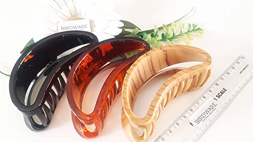 BIRDWARE Imported Acrylic Stone Butterfly Big Size Hair Clips for Women (Pack of 3, D-shape) - Image 2