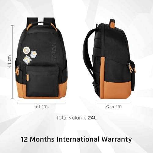 Safari Dart 3 24L College backpack, 2 compartments, 17" laptop compatible, Smart trolley sleeve, Front pocket, college backpack bags for women and men, travel bag, Ideal for Students, Color - Black - Image 5