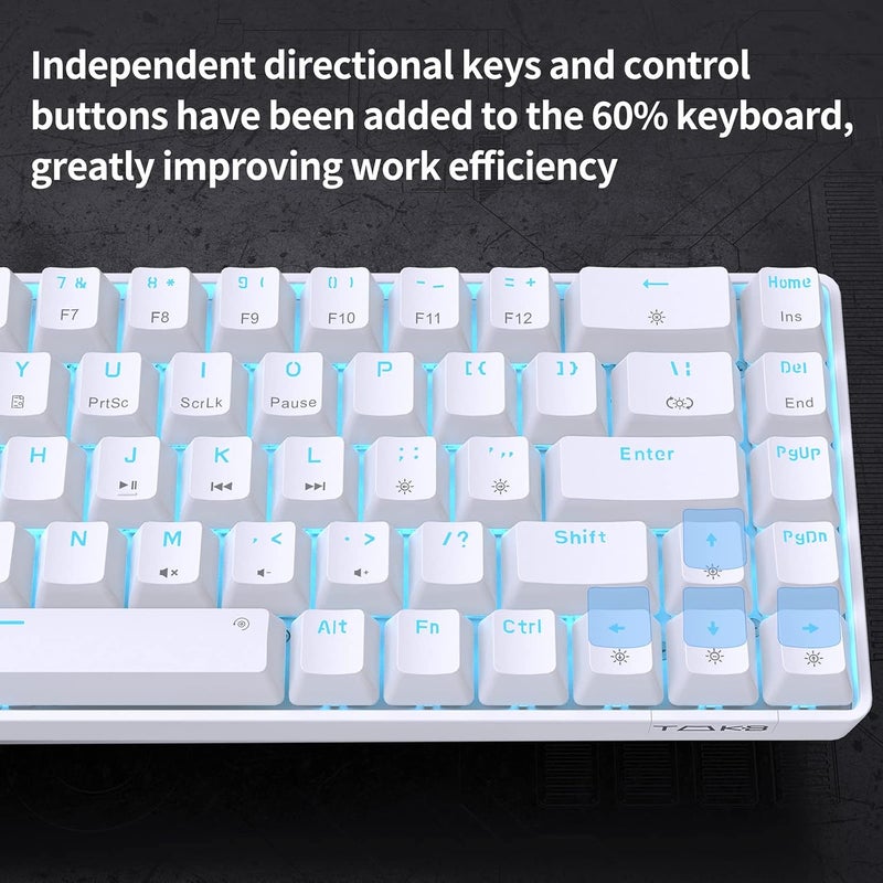 DIERYA T68SE 60% Gaming Mechanical Keyboard,Ultra Compact Mini 68 Key with Red Switches Wired Keyboard,Anti-Ghosting Keys, for Windows Laptops and PC Gamers,White - Image 4