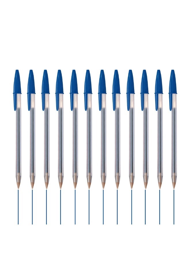 Blue Ballpoint Pens Bulk - 12 Pack Smooth Writing Pens with Translucent Barrel, Bold Point Vivid Ink Pens for Office, School & Home, Ideal for Teachers, Students & Daily Use - Image 1
