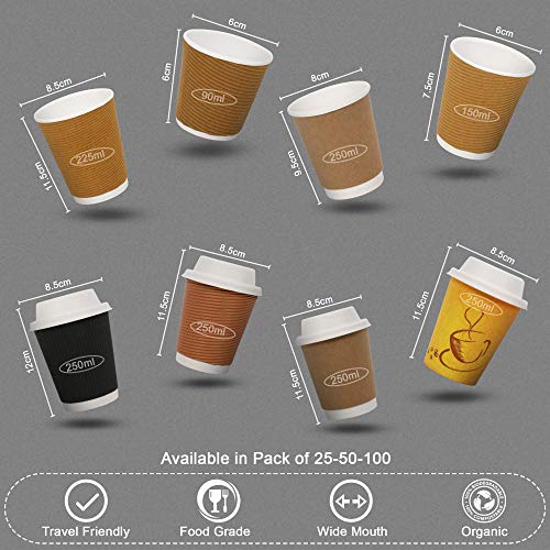 SANWALSA (250 ml,Brown, 8 Oz- Pack of 50-Piece Paper Disposable Craft Cup Ecofriendly, Safe & Hygienic for Juice,Coffee,Tea,Home,Office,Party & Wedding Events - Image 4