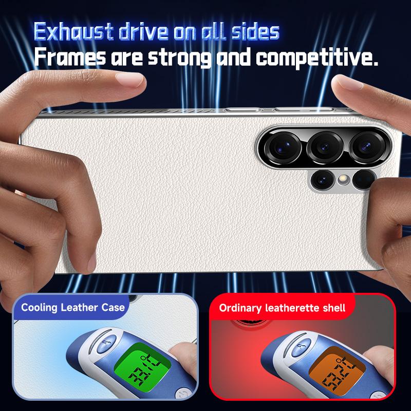 إيروريكس جراب هاتف هجين من الجلد الطبيعي الناعم لهاتف Samsung Galaxy S24 Ultra 5G (بني) - Image 5