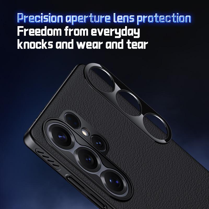 إيروريكس جراب هاتف هجين من الجلد الطبيعي الناعم لهاتف Samsung Galaxy S24 Ultra 5G (بني) - Image 3