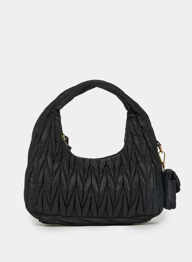 Take Two Take Two Quilted Hobo Bag with Zip Closure