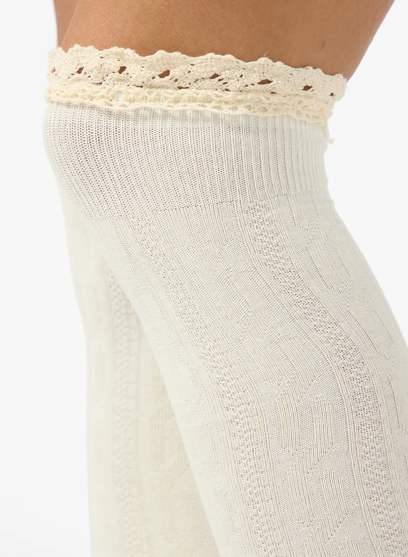 Ginger Over The Knee Socks with Lace Detail