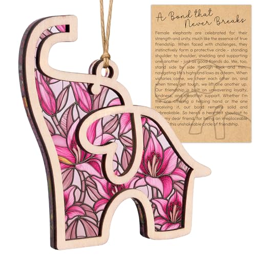 Sensemory Best Friend Birthday Gifts, Friendship Elephant Ornament, Elephant Gift for Women, Unique for Friends, Birthday for Friends (Pink) - Image 1
