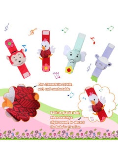Jerify 4 Pieces Baby Wrist Rattles Animal Pattern Newborn Rattle Foot Rattles Toy For Babies Boy Girl Infant Birthday Gifts Educational Toys 4 Designs (Sheep Dog Chick Monkey)  - Image 3