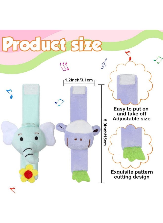 Jerify 4 Pieces Baby Wrist Rattles Animal Pattern Newborn Rattle Foot Rattles Toy For Babies Boy Girl Infant Birthday Gifts Educational Toys 4 Designs (Sheep Dog Chick Monkey) - Image 2