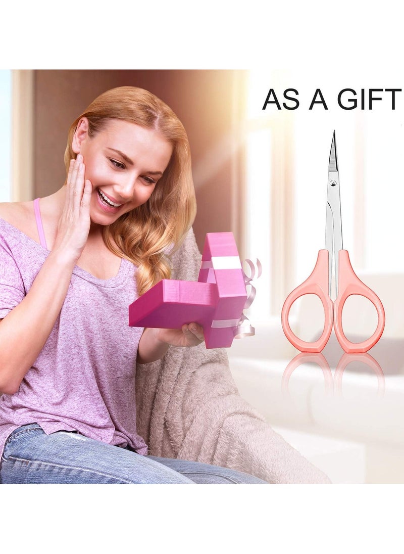 Mudder 2 Pack Curved Craft Scissors Small Scissors Beauty Eyebrow Scissors Stainless Steel Trimming Scissors for Eyebrow Eyelash Extensions, Facial Nose Hair, 4 Inch (Pink)  - Image 2