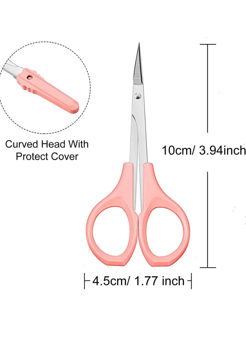 Mudder 2 Pack Curved Craft Scissors Small Scissors Beauty Eyebrow Scissors Stainless Steel Trimming Scissors for Eyebrow Eyelash Extensions, Facial Nose Hair, 4 Inch (Pink)  - Image 4