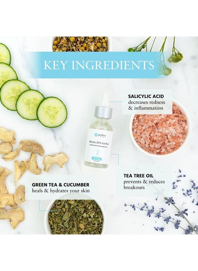 PERFECT IMAGE - Salicylic 20% Gel Peel, Breakout and Pore Minimizer and Cleanser, Strength Level 2, 15-30 Full Facial Chemical Peels, 1 fl oz. e, 30 ml - Image 1