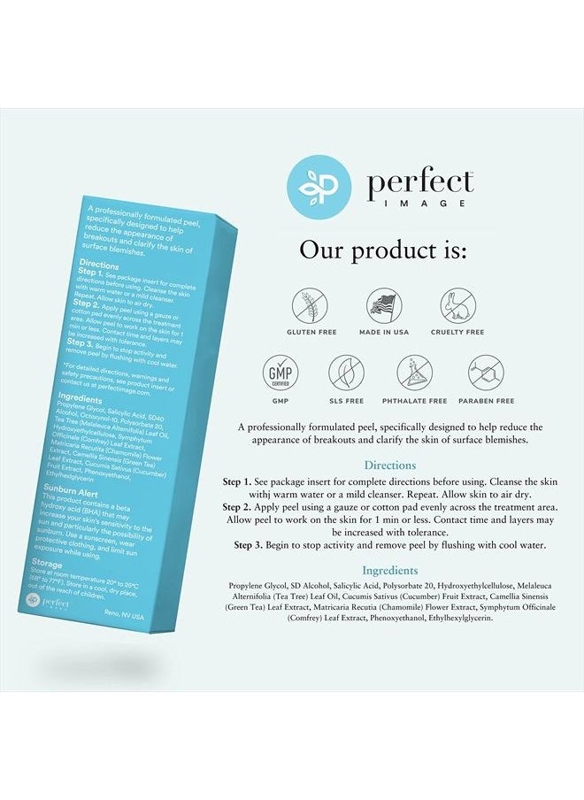 PERFECT IMAGE - Salicylic 20% Gel Peel, Breakout and Pore Minimizer and Cleanser, Strength Level 2, 15-30 Full Facial Chemical Peels, 1 fl oz. e, 30 ml - Image 1