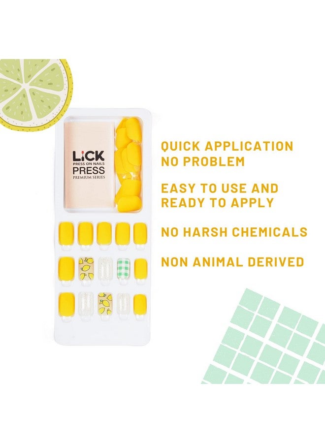 LICK Matte Yellow Shade Artificial Nails, Nail Extension Kit, French Nails, Fake Reusable Press On Nails, Nail Art Set, False Nails Set Of 30 Pcs (No Glue Needed) - Image 2