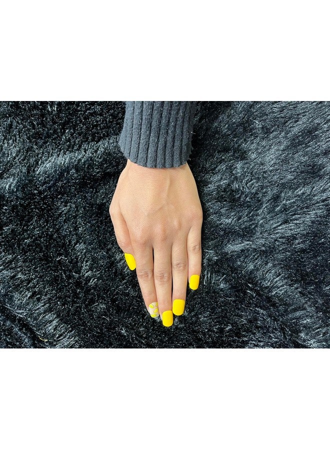 LICK Matte Yellow Shade Artificial Nails, Nail Extension Kit, French Nails, Fake Reusable Press On Nails, Nail Art Set, False Nails Set Of 30 Pcs (No Glue Needed) - Image 4