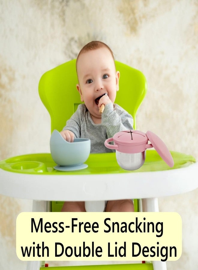 Frezonika 3 Pack Spill Proof Snack Cups For Toddlers, Stainless Steel Toddler Snack Cup No-Spill, 9 Oz Baby Snack Containers Dishwasher Safe, Food Grade Silicone Lids & Handle (Pink Purple Beige) - Image 4