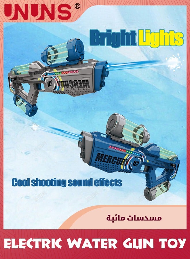 UNUNS لعبة مسدس الماء الكهربائي، مسدسات سوكر الماء الأوتوماتيكية مع ضوء LED، سعة عالية، مسدس رش طويل المدى، إطلاق رصاص الماء النبضي، لعبة إطلاق النار، لعبة ماء لحفلات الشاطئ وحمامات السباحة، رمادي - Image 3