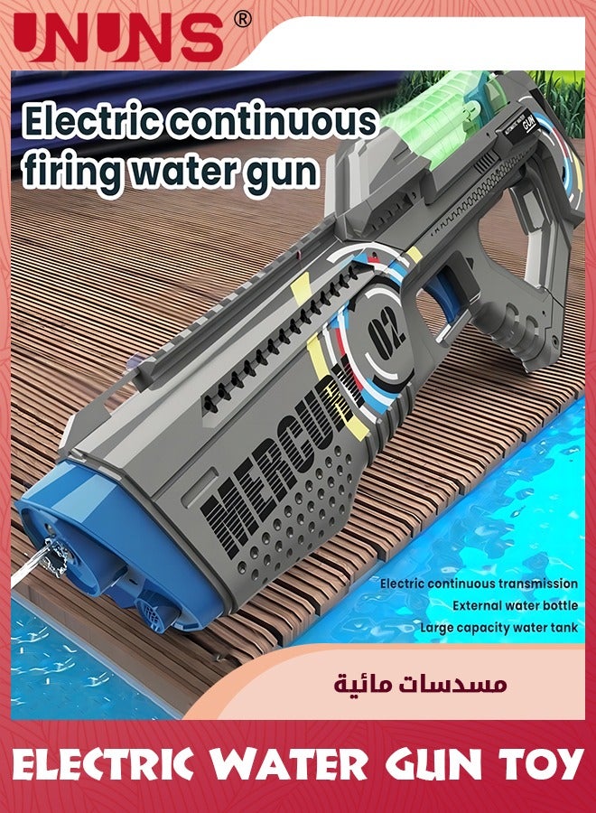 UNUNS لعبة مسدس الماء الكهربائي، مسدسات سوكر الماء الأوتوماتيكية مع ضوء LED، سعة عالية، مسدس رش طويل المدى، إطلاق رصاص الماء النبضي، لعبة إطلاق النار، لعبة ماء لحفلات الشاطئ وحمامات السباحة، رمادي - Image 4