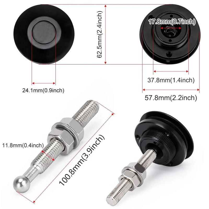 Quick Latch Hood Pins Push Button Hood Pin Kit for Mustang 4.6L V8 (1996-2004), Model PQY-HP31BK, Black(Silver) - Image 4
