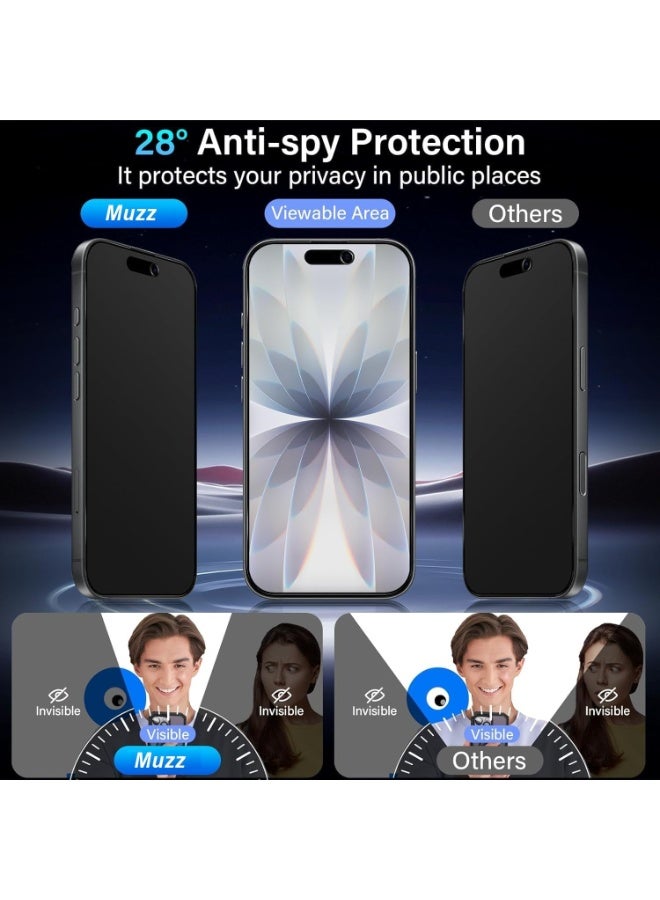 Muzz IPhone 17 Privacy Screen Protector Edge to Edge Matte Tempered Glass 9H Anti-Shatter Full Coverage  Face ID Compatible 2 Pack Iphone 17 5G 2025 - Image 2