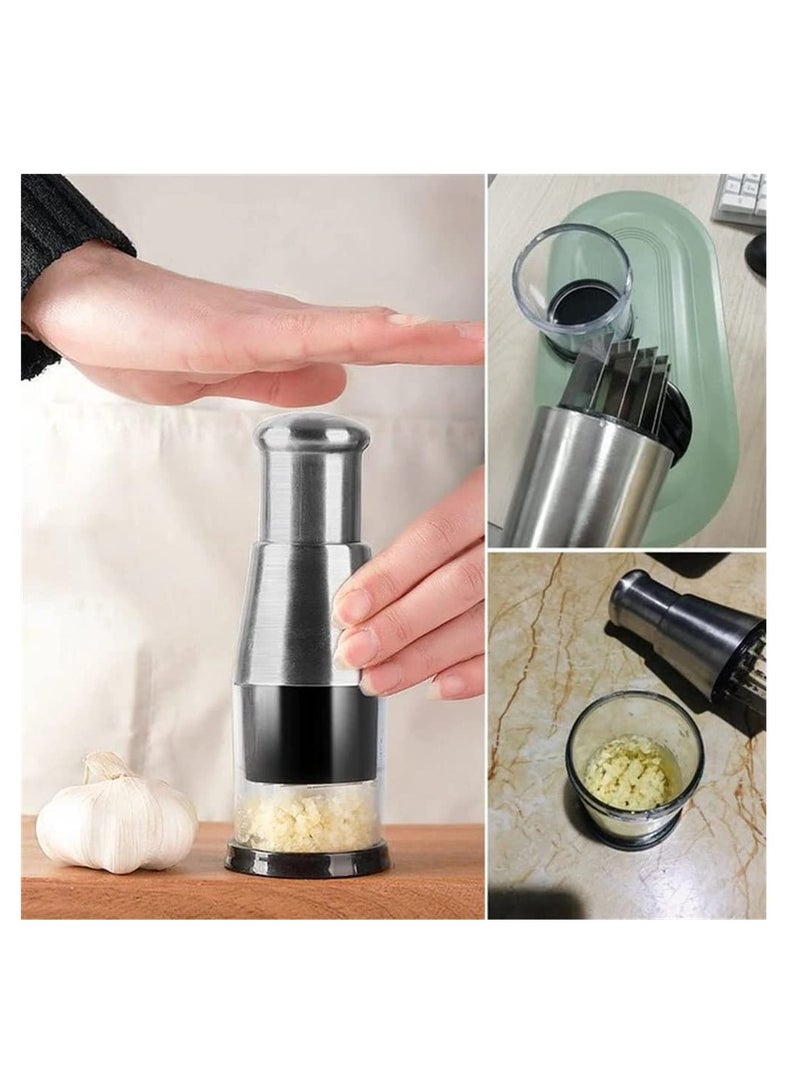SOLARAE Pressed Garlic Chopper, Stainless Steel 304 Garlic Masher, Multifunctional Minced Garlic Garlic Crusher, Manual Hand Garlic Grinder Cutter for Mincing Garlic, Slicing Peppers and Onions (1pc) - Image 2