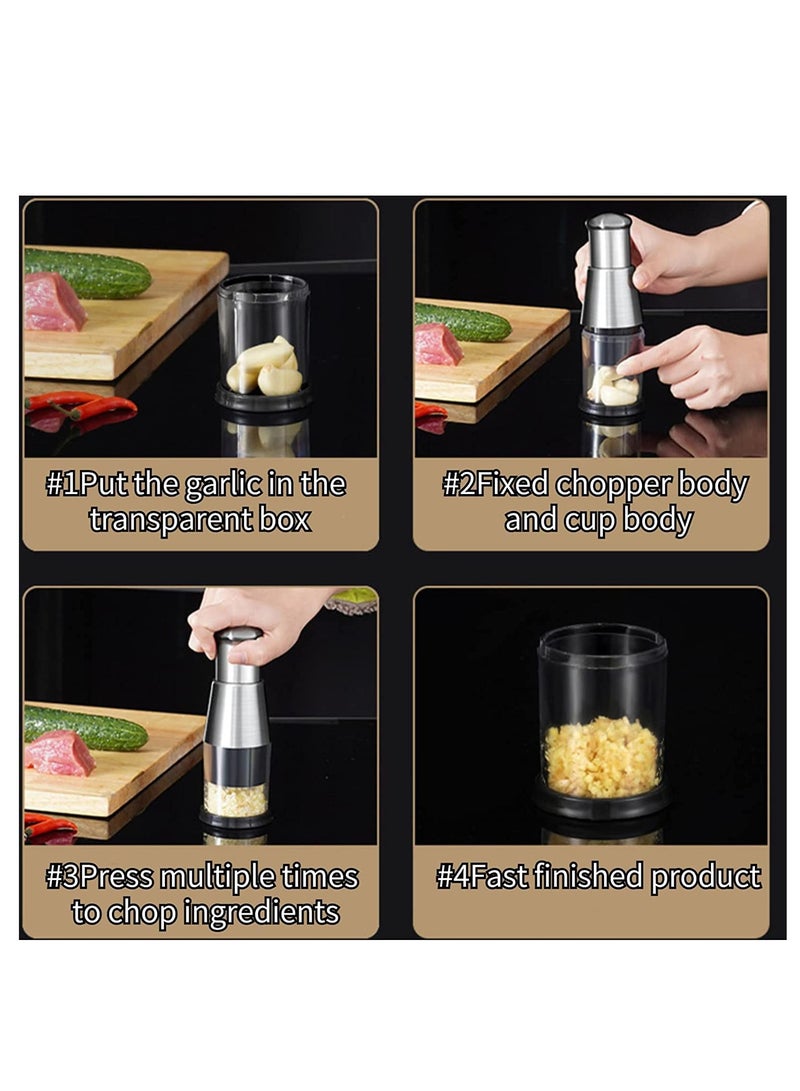 SOLARAE Pressed Garlic Chopper, Stainless Steel 304 Garlic Masher, Multifunctional Minced Garlic Garlic Crusher, Manual Hand Garlic Grinder Cutter for Mincing Garlic, Slicing Peppers and Onions (1pc) - Image 5