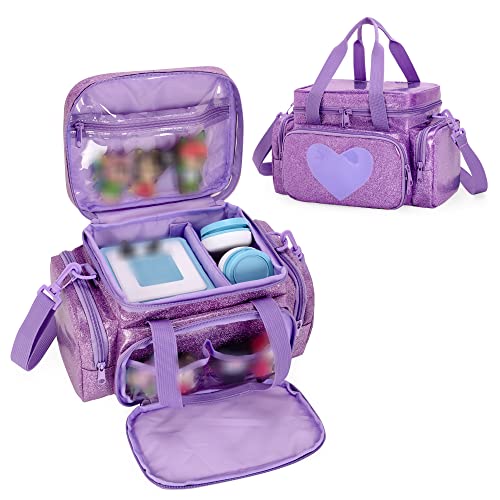 LoDrid Carrying Case Compatible with Tonie Box 21 Storage Bag Organizer for Audio Player Set and Accessories with Handle and Shoulder Strap Purple Bag Only Patent Design - Image 1