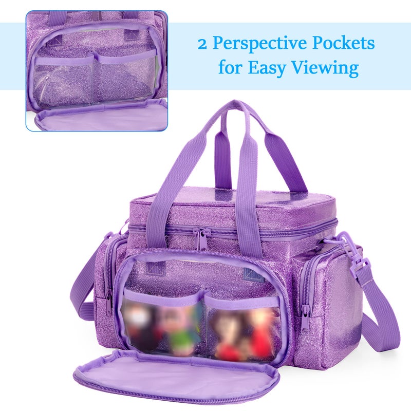 LoDrid Carrying Case Compatible with Tonie Box 21 Storage Bag Organizer for Audio Player Set and Accessories with Handle and Shoulder Strap Purple Bag Only Patent Design - Image 3