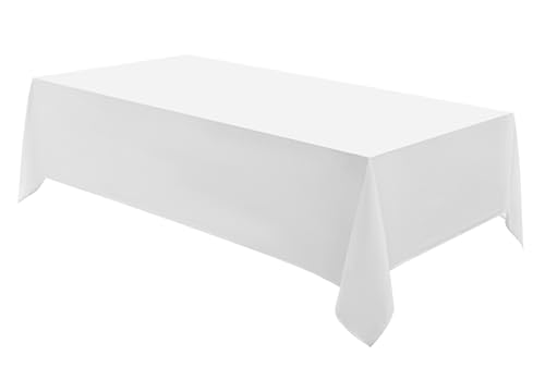 Aocoz Rectangle Tablecloths 90x132 Inch 1 Pack White Tablecloth Washable Decorative Linen Polyester Table Cloths for Dining Table Banquets Buffet Parties and Wedding