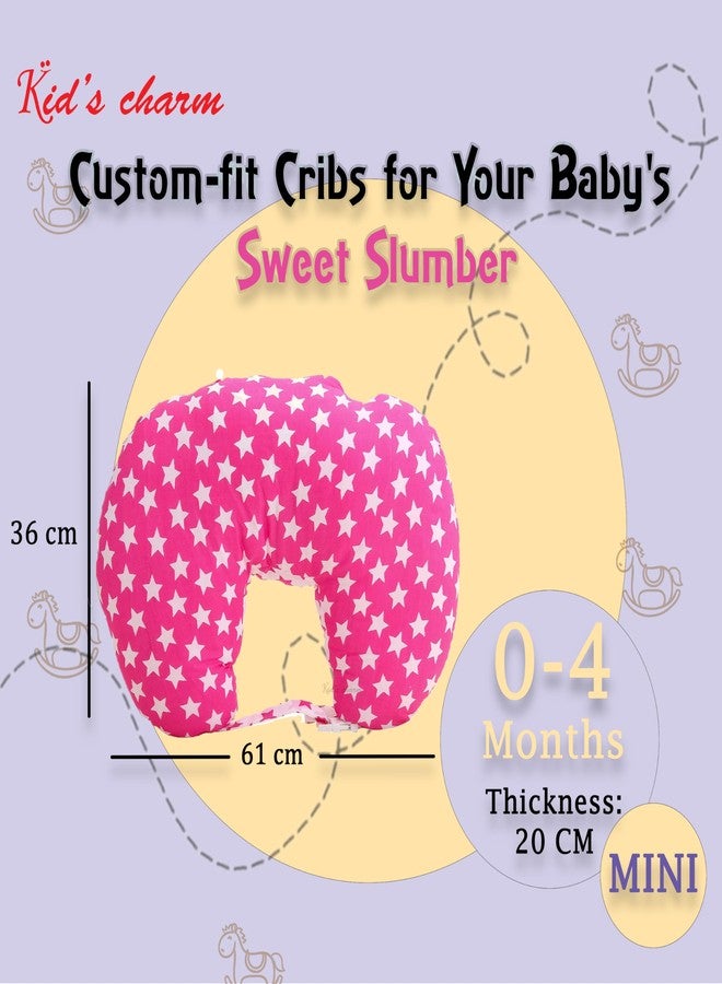 Kid's Charm وسادة رضاعة الأطفال حديثي الولادة من كيدز تشارم ميلكي ستار ميني المحمولة 6 في 1 للأطفال من عمر 0-4 أشهر | وسادة رضاعة بغطاء قابل للإزالة، وسادة قطنية (نجمة وردية) - Image 3